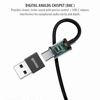 Maxell USB-C Wired Earbuds with USB-A Adapter, Built-in Microphone with Volume and Track Control, Compatible with All Devices with a USB-C and/or USB-A Port, Immersive Digital Chipset, White, 197293 - color: White