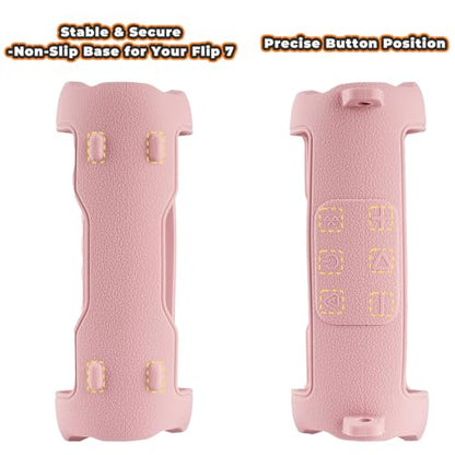 Silicone Cover Compatible with JBL Flip 7 Waterproof Portable Speaker with Shoulder Strap (Pink) - color: Pink