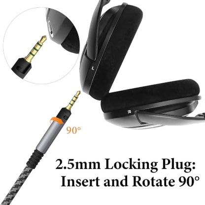 GEEKRIA Audio Cable Compatible with Sennheiser HD 620S/599/599SE/598/598SE/598SR/560S/400PRO/579/569/550/505, 3.5mm to 2.5mm Braided Nylon Replacement Cord (10ft / 3m)