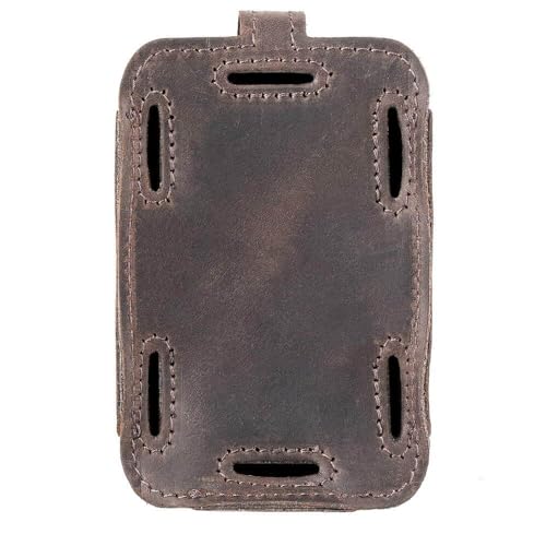Euphonium Wireless Microphone Clip-On Pouch. Genuine Leather Bodypack Holder w. Secure hook & loop Straps - color: Brown, size: Euphonium
