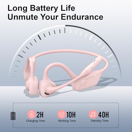 Open-Ear Headphones with Mic, Bluetooth Headphones,Truck Driver Headset | Wireless Bluetooth Headset with Noise Canceling Mic & Mute Button for Work Calls ，Sports, Drive and Meetings - color: PINK
