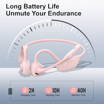 Open-Ear Headphones with Mic, Bluetooth Headphones,Truck Driver Headset | Wireless Bluetooth Headset with Noise Canceling Mic & Mute Button for Work Calls ，Sports, Drive and Meetings - color: PINK