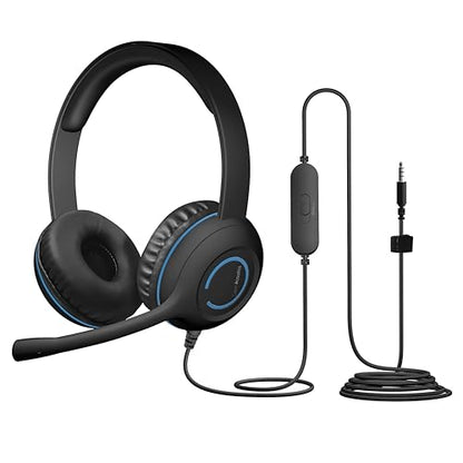 Cyber Acoustics AC-5002 3.5mm Stereo Headset with TuffCord, 5 Pack | Made with 60% Recycled Plastic, Durable for K-12 Classrooms or Home, Compatible with Xbox and PlayStation Controllers - size: 5-Pack