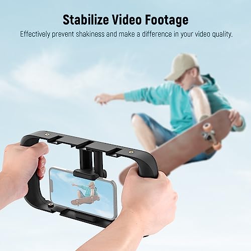 NEEWER Smartphone Video Rig, Phone Video Stabilizer Grip Vlogging Cage with Cold Shoe Tripod Mount, Phone Rig for Videomaker Film Maker Video grapher Compatible with iPhone Samsung and More, A104 | Cold Shoe, 1/4 Inch Thread, Video Recording Film Rig, Com
