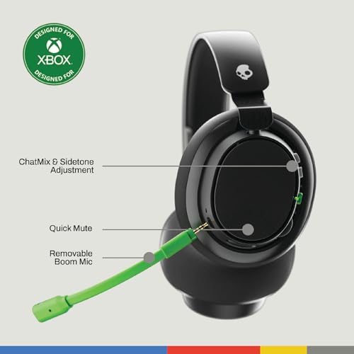 Skullcandy SLYR Pro Wireless Multi-Platform Gaming Headset - Black/Green | Bluetooth Headphones, 24 Hours Battery, PC, PlayStation, Nintendo Switch, 2.4GHz Low Latency Wireless Transmitter Included - color: Black/Green Xbox, style: SLYR Pro Wireless