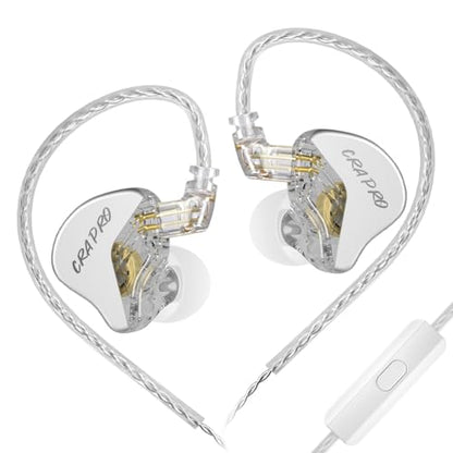 CCA CRA PRO in Ear Monitor Headphones, Ultra-Thin DLC Diaphragm Dynamic Driver Gaming Earbuds, Clear Sound & Deep Bass, IEMS for Singer Musicians Drummers DJ - color: Crystal, style: With Mic