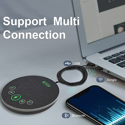 TONGVEO Bluetooth Speakerphone Conference Microphones, Wireless Conference Speaker 360°Voice Pick up with 4 AI Noise Cancellation Mics USB/Dongle/Bluetooth Connection 8 Hour Call Time for 8-12 People - color: Gray