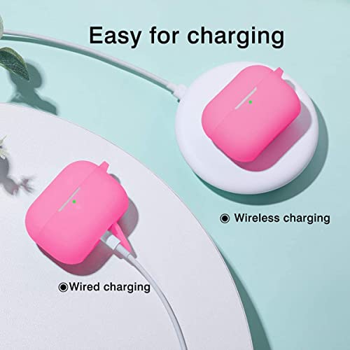 Lerobo for AirPod Pro Case, Silicone Cover with Keychain, Nightglow Purple | Glow-in-the-Dark, Scratch & Dust Resistant, Wireless Charging, Compatible with Apple AirPods Pro 2/1 Case Cover for Women Men - color: Nightglow Pink