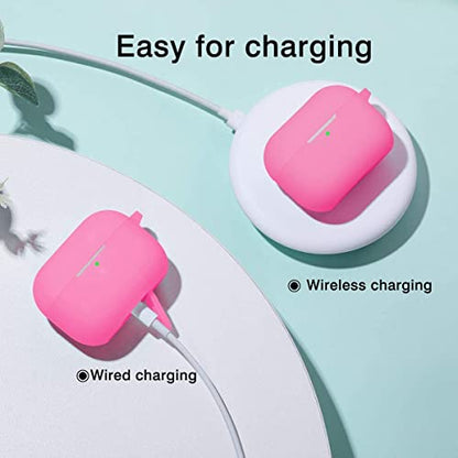 Lerobo for AirPod Pro Case, Silicone Cover with Keychain, Nightglow Purple | Glow-in-the-Dark, Scratch & Dust Resistant, Wireless Charging, Compatible with Apple AirPods Pro 2/1 Case Cover for Women Men - color: Nightglow Pink