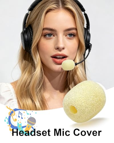 Mini Foam Mic Windscreen Covers for Headset Microphones, 20 Pack Skin | Replacement Soft Foam Windshields, Universal Fit Most Headset Lavalier Mics, Wind Noise Reduction Foam Windscreen Caps