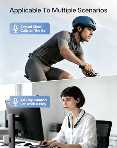 JL&MI Neckband Bluetooth Headphones, 1000H Extra Battery Life Magnetic Earbuds Noise Cancelling, 80H Playtime Running Headphones Around Neck with Mic, Wireless HiFi Stereo Earphones, Tech Gifts,Blue - color: Blue
