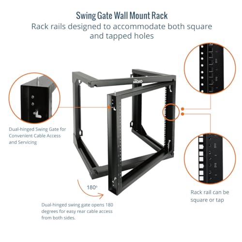 Tecmojo 9U Wall Mount Rack, Server Rack,Open Frame Server Rack,Network Rack for 19inch Computer/AV/Data/IT/Media Equipment,18inch Depth,16inch Apart Mounting Holes,Swing Gate,Square and Tapped Holes - size: 9U/18" Depth (New)