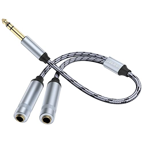 JOLGOO 1/4 Splitter Adapter Cable 12 inches, 6.35mm Stereo Plug Male to Dual 6.35mm Jack Female Y Splitter Cable, 30cm / 12 inches - style: 1/4 Splitter Male to dual Female