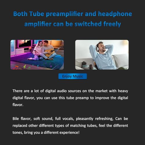 FX-Audio- TUBE-05 HiFi Vacuum 12AU7/ECC82 Tube Headphone amp Bass Treble EQ Preamp, for 30-600Ω Headphone, with Remote Control