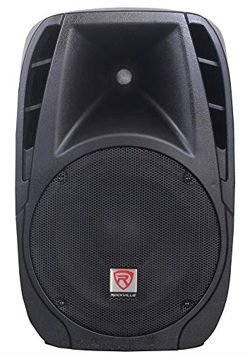 Rockville RPG2X12 PA Speaker System - Dual 12 Inch Powered Speakers, 8-Channel Mixer with Bluetooth, Adjustable Stands, 2 Wired Microphones, Cables - size: 12"