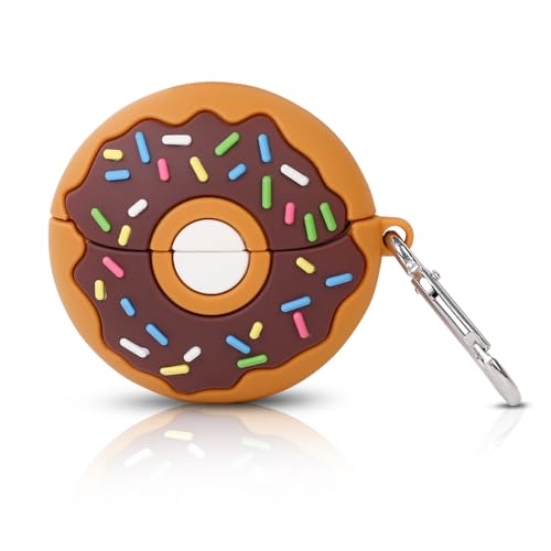 Case for Samsung Galaxy Buds 3 and for Galaxy Buds 3 Pro Earbuds with Carabiner, Silicone Charging Shockproof Protective Cover with Cartoon Skin Design for Man Woman Teen (Donut) - color: Donut