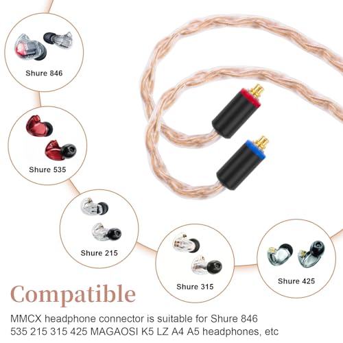 SE315 Earbuds Cable Replacement MMCX Audio Exchange Cord Compatible with SHURE SE215 SE846 SE425 SE535LTD-J SE315 and TIN T2 T2Pro T3 Earphones(Red)