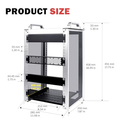 GeeekPi 8U Network Rack, 10 inch Mini Server Rack for Network, Servers, Audio, and Video Equipment, DeskPi RackMate T1, 7.87 inch Depth - color: Silver