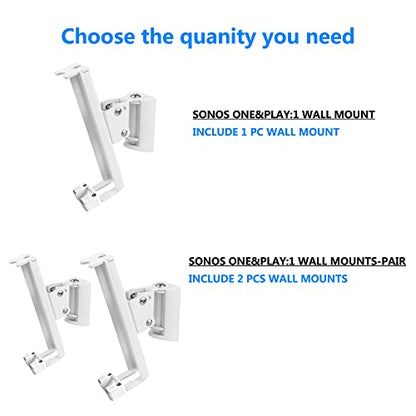 Wall Mounts Brackets-Pair Set(2PCS) for SONOS ONE/SONOS ONE SL/SONOS Play 1 Speaker (Include 2PCS,Swivel and Tilt,Compatible with Both SONOS ONE/ONE SL/SONOS Play 1,White Pair) - color: WHITE, size: Pair set