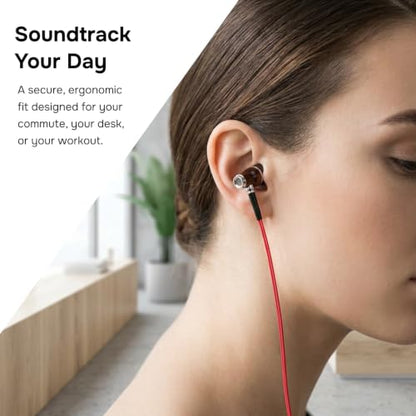 Symphonized Wired Earbuds with Microphone – Noise Isolation Ear Buds with Mic, in Ear Headphones Wire for Computer & Phone, Earphones 3.5 mm Jack - color: Nylon Red, style: Aux 3.5mm