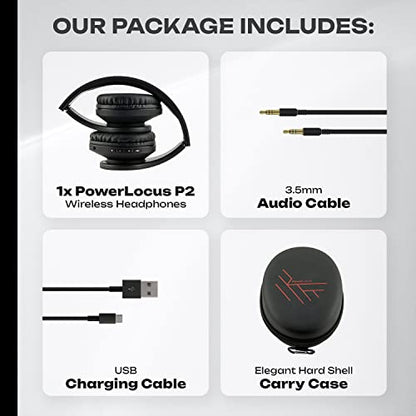 PowerLocus Bluetooth Over-Ear Headphones, Wireless Stereo Foldable Headphones Wireless and Wired Headsets with Built-in Mic, Micro SD/TF, FM for iPhone/Samsung/iPad/PC (Black) - color: Black