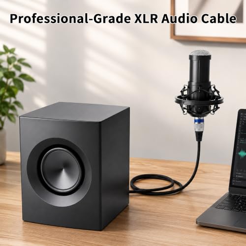 XLR Cable 3ft 3Pin XLR Male to Female Microphone Cable, 2-Pack | Short XLR Cable 26AWG Tinned Copper Nylon Braided Mic Cord for Mixer, Speaker Systems, Sound Equipments, Effector, Amplifier