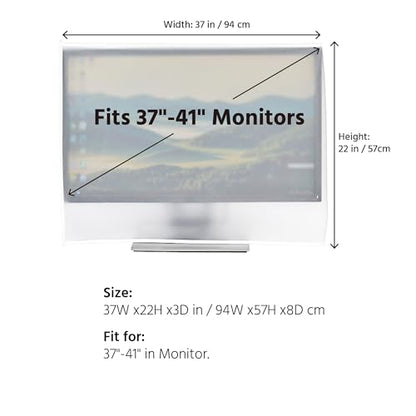 Monitor Dust Cover Protective See-Through Lightweight Waterproof Case for 37"-41" Computer Monitor LCD/LED Screen (37W x22H x3D) - size: 37"-41" in