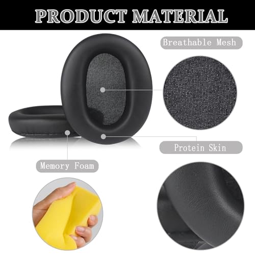 Aiivioll 2-in-1 WH-XB910N Replacement Ear Pads & Protective Earpad Covers for Sony WH-XB910N Headphones, Protein Leather Earmuffs with Silicone Earpad Covers (Black) - color: Black-with earpad covers