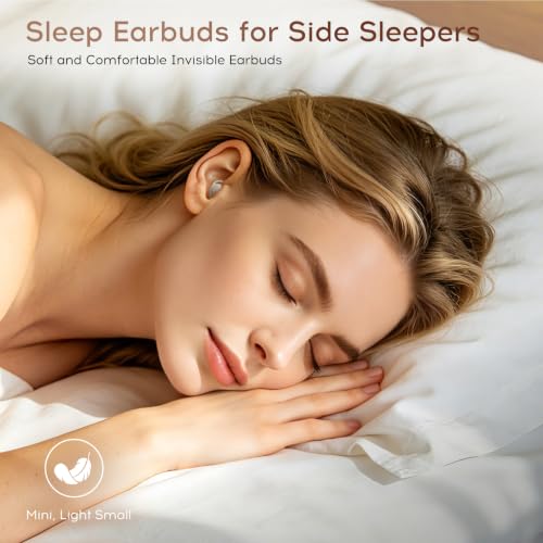 Sleep Earbuds Bluetooth with Noise Blocking for Side Sleepers | Wireless Sleeping Headphones,with LED Display,Invisible Sleep Earbuds,Beige - color: Beige