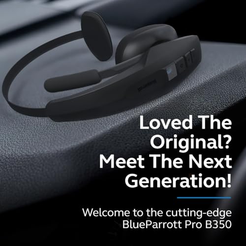 BlueParrott Pro B350 Bluetooth Headset | 98% noise cancellation headset for professional drivers; premium comfort, 40 hr talk time