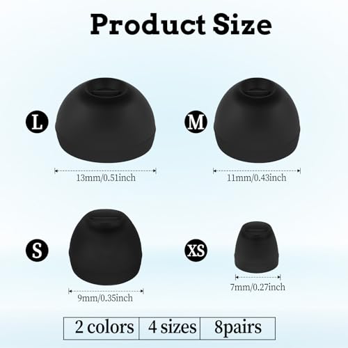 Extra Small Earbuds Tips Replacement Earbud Tip Soft Silicone Earbuds for in-Ear Headphones Extra Small Ear Tips for in Ear Earbuds(16pcs,Black,White)