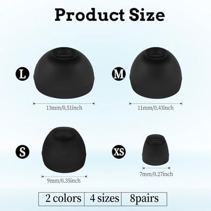 Extra Small Earbuds Tips Replacement Earbud Tip Soft Silicone Earbuds for in-Ear Headphones Extra Small Ear Tips for in Ear Earbuds(16pcs,Black,White)