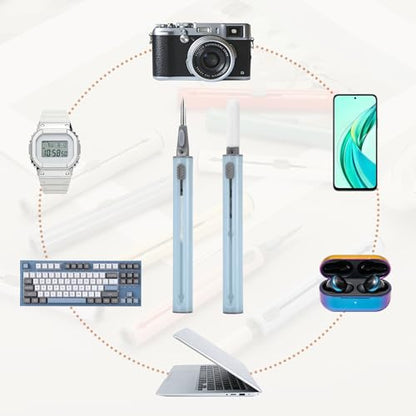 4PCS Earphone Cleaner Kit - Ultra Portable Multi-Function Cleaner Kit Soft Brush for Bluetooth Earphones Case Cleaning Tools, Sky Blue - color: Sky Blue