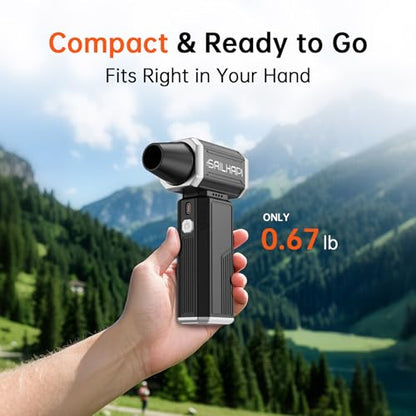 Powerful Air Duster, Rechargeable Blower, Turbo Fan, Barber Gifts | 300000RPM, Handheld Fast Clean, for Computer Accessories, PC Gamers, Carpenter, Laptop, Desk & Snow Removal, Gadgets for Men - color: Bright Silver