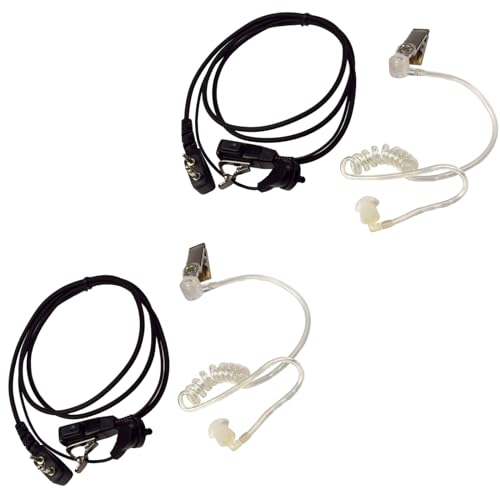 HQRP 2X 2 Pin Acoustic Tube Earpiece Headsets Mic Compatible with ICOM IC-A20, IC-A21, IC-A22, IC-A22(E), IC-A22E Sun Meter