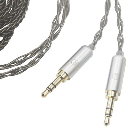 Youkamoo Silver Plated Braided Replacement Audio Upgrade Cable Compatible with Hifiman HE4XX, HE-400i Headphones, 6.35mm to Dual 3.5mm Over-Ear Headphone Cord