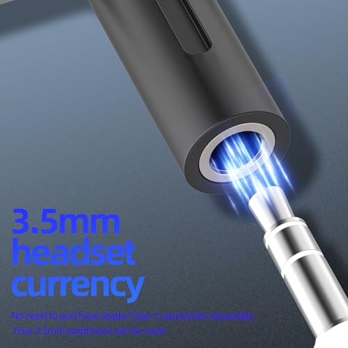 3.5mm to USB C Lightning Jack Dongle (2in1) for iPhone 16 15 14 13 Pro Max AUX Headphone Adapter Audio Cable for Apple Car Microphone Female Compatible for Samsung Connector Headset Adaptor for IPad
