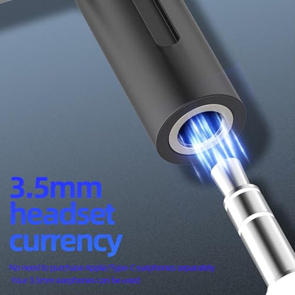 3.5mm to USB C Lightning Jack Dongle (2in1) for iPhone 16 15 14 13 Pro Max AUX Headphone Adapter Audio Cable for Apple Car Microphone Female Compatible for Samsung Connector Headset Adaptor for IPad