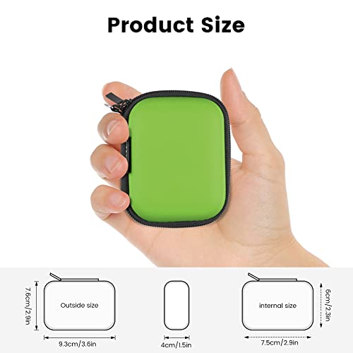Earphone case, RISETECH Earbud Carrying Case Holder Hard EVA Headphone Small Zipper Pouch Compatible with Flash Drive, USB Charging Cable, SD Memory Card, AirPods, Sony Wired Earbuds with Clip -Green - color: Green