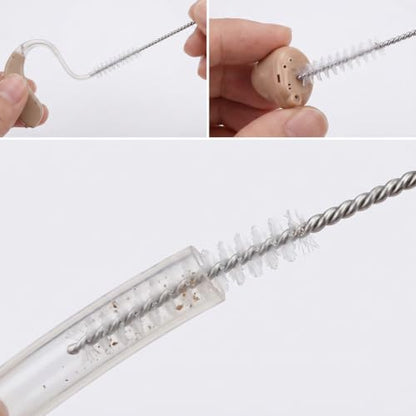 15Pcs Hearing Aid Cleaning Brush Kit, Extremely Fine Small Holes Cleaner, Reusable Vent Tube Cleaning Brush for Hearing Amplifiers Earbuds Headphones
