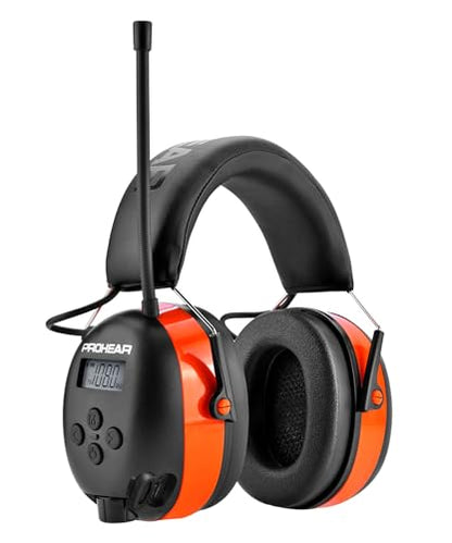 PROHEAR 033 2.0 Upgraded Bluetooth Hearing Protection AM FM Radio Headphones - 31SNR Noise Reduction Ear Muffs with Long-Lasting Stable Rechargeable Battery - 50 Hrs for Mowing Snowblowing - Orange - color: Af/Fm+bluetooth-orange