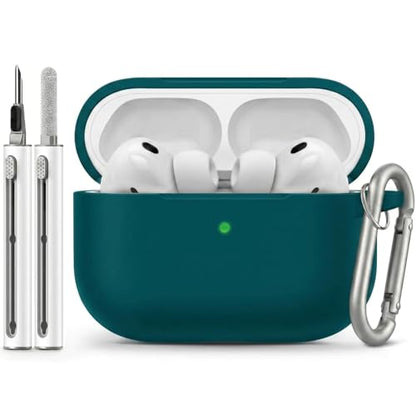 Full-Coverage dustproof Design for AirPods Pro 3 Case Cover with Cleaner Kit, Soft Silicone Cover for AirPods Pro 3rd Generation Comes with Keychain,Suitable for 3rd Generation,Pine Green - color: B4-Pine Green