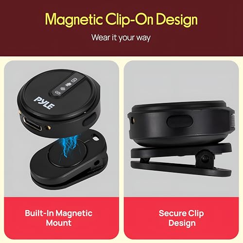 Pyle Wireless Lavalier Microphone System | Noise-Canceling Clip-On Lapel Mic with Magnetic Mount, 7H Battery, 360° Omnidirectional Audio, Charging Case | DSLR, iOS & Android for Vlogging, Podcasting - style: TRS AUX / USB-C