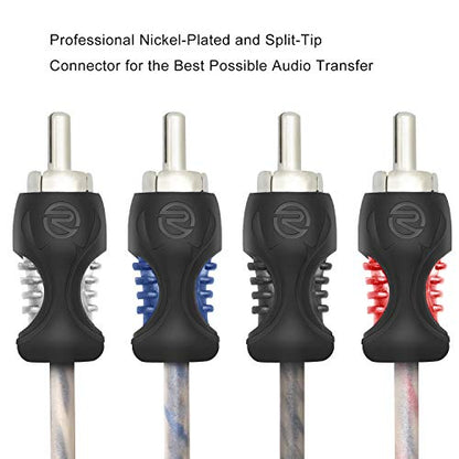 RECOIL RCI412 12ft 4-Channel RCA Audio Cable Twisted Pair Noise Reduction | 100% Oxygen Free Copper - style: 12ft 4-Channel RCA