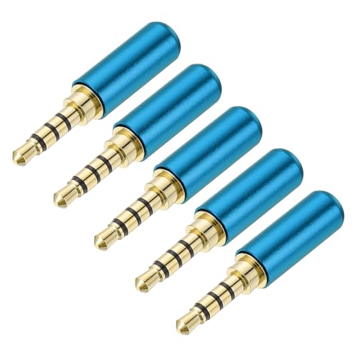 MECCANIXITY 5Pcs 3.5mm Replacement Repair Plug Jack 4 Pole Blue - color: Blue