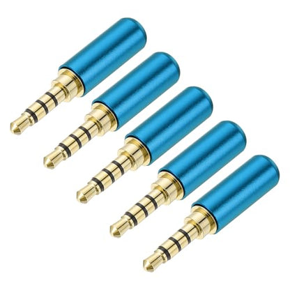 MECCANIXITY 5Pcs 3.5mm Replacement Repair Plug Jack 4 Pole Blue - color: Blue