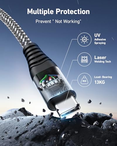 짧은 USBC to USBC 케이블 3m(1피트), 60W USB 타입 C 고속 충전 케이블 자동차용 | 내구성이 뛰어난 아이폰 USB C - USB C 충전기 케이블 USB C 코드 아이폰 17/16/15/프로 맥스/플러스, 삼성 갤럭시 S26 및 기타 - 2팩 - color: 회색., size: 1피트, style: USB C - USB C