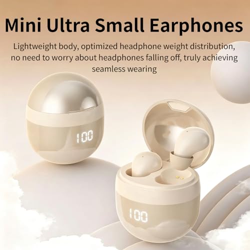 Invisible Mini Earbuds Wireless Bluetooth, Ultra-Comfort & Lightweight Wireless Mini Sleep Headphones, Unique Tumbler Portable Charging Case, Soft In-Ear Ear Plugs for Sleeping Small Ears Gym(Golden) - color: Golden