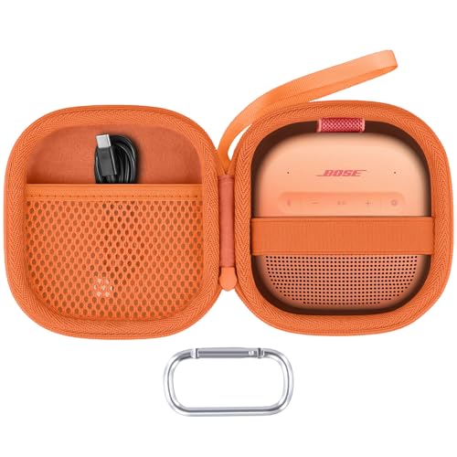 Hard Case for Bose SoundLink Micro 2nd Gen Portable Bluetooth Speaker | Protective Storage Box, Portable Carrying Box, Smooth Zipper, Zippered Closure, Travel-ready, Orange Case - color: Orange Case