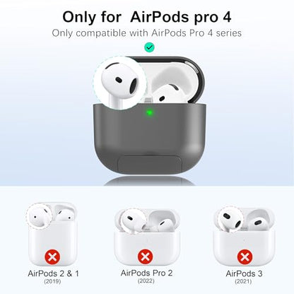 RFUNGUANGO AirPods 4 Case with Magnetic Lid Phone Stand, Grey | Compatible with AirPods Pro 4th Generation, Wireless Charging Compatible with Cleaning Kit & Lanyard - color: WCW-Grey, size: AirPods 4 Case